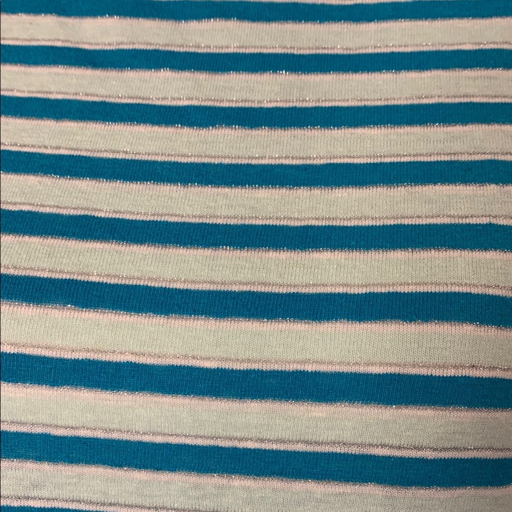 Talbots Striped Blue Women's Top Medium Top Sleeve Tie - Picture 4 of 8